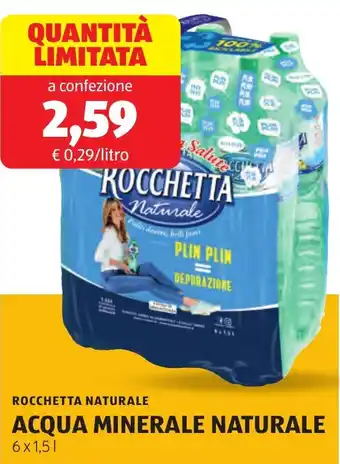 ALDI Rocchetta naturale acqua minerale naturale offerta