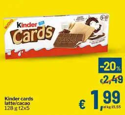 Qui Discount Kinder cards latte/cacao offerta