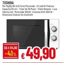 Galassia TOSHIBA Mw-Mg20p Wh Grill Forno Microonde offerta