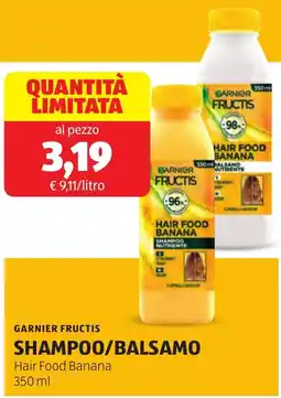 ALDI GARNIER Fructis shampoo/balsamo hair food banana offerta