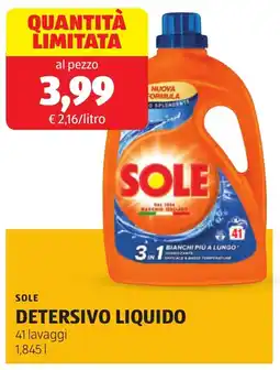 ALDI SOLE detersivo liquido 41 lavaggi offerta