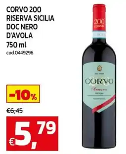 C+C Cash and Carry Corvo 200 riserva sicilia doc nero d'avola offerta