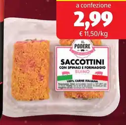 ALDI IL PODERE saccottini di suino con spinaci e formaggio offerta