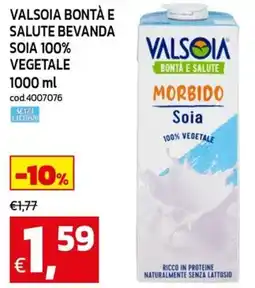 C+C Cash and Carry Valsoia bontà e salute bevanda soia 100% vegetale offerta
