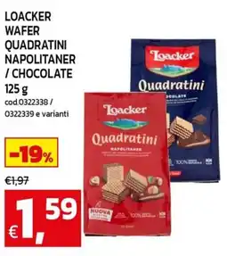 C+C Cash and Carry Loacker wafer quadratini napolitaner / chocolate offerta