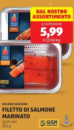 ALDI GOLDEN SEAFOOD filetto di salmone marinato offerta