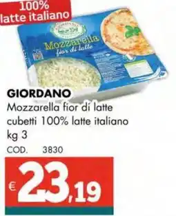 Altasfera GIORDANO Mozzarella fior di latte cubetti 100% latte italiano offerta