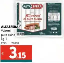 Altasfera ALTASFERA Wurstel puro suino offerta