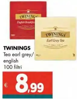 Altasfera TWININGS Tea earl grey/ english 100 filtri offerta