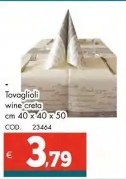 Altasfera Tovaglioli wine creta cm 40 x 40 x 50 offerta