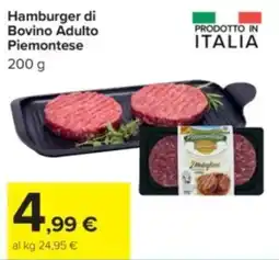 Carrefour Hamburger di Bovino Adulto Piemontese offerta