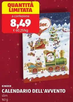 ALDI Kinder calendario dell'avvento slim offerta