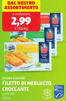 ALDI Golden seafood filetto di merluzzo offerta
