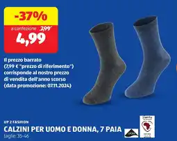 ALDI Up 2 fashion calzini per uomo e donna, 7 paia offerta