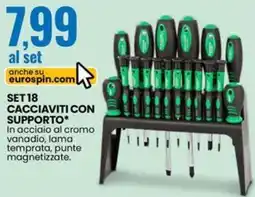 Eurospin Set 18 cacciaviti con supporto offerta