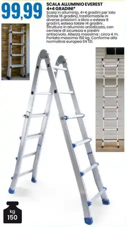 Eurospin Scala alluminio everest 4+4 gradini offerta