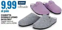 Eurospin Ciabatta donna e uomo in feltro offerta