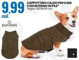 Eurospin Cappottino caldo per cani con interno in pile offerta