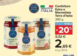 Carrefour Confetture Extra o Marmellate Terre d’Italia offerta
