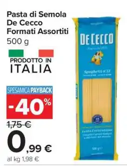 Carrefour Pasta di Semola De Cecco Formati Assortiti offerta
