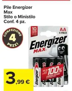 Carrefour Pile Energizer Max offerta