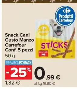 Carrefour Snack Cani Gusto Manzo Carrefour Conf 5 pezzi offerta
