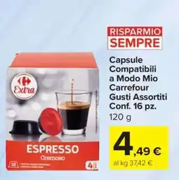 Carrefour Capsule Compatibili a Modo Mio Carrefour Gusti Assortiti Conf. 16 pz offerta