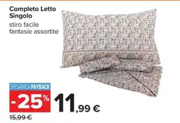 Carrefour COMPLETO LETTO SINGOLO offerta