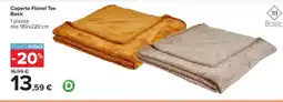 Carrefour Coperta Flanel Tex Basic offerta
