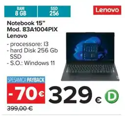 Carrefour Notebook 15” Mod. 83A1004PIX Lenovo offerta