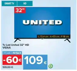 Carrefour Tv Led United 32” HD offerta