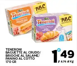 Extra Supermercati Teneroni baguette al crudo/ brioche al salame/ panino al cotto offerta
