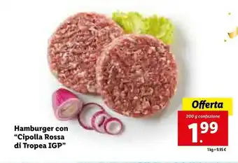 Lidl Hamburger con cipolla rossa di tropea igp offerta