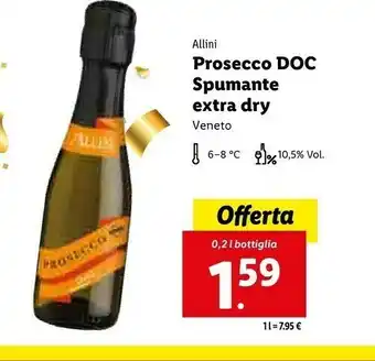 Lidl Prosecco doc spumante extra dry offerta