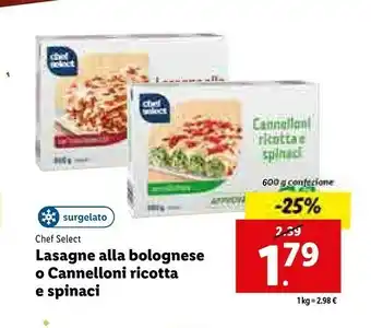 Lidl Lasagne alla bolognese o cannelloni ricotta e spinaci offerta