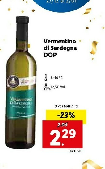 Lidl Vermentino di sardegna dop offerta
