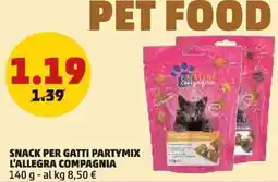 PENNY Snack per gatti partymix L'ALLEGRA COMPAGNIA offerta