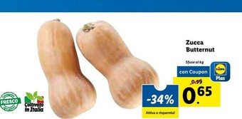 Lidl Zucca butternut offerta