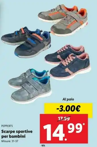 Lidl Pepperts scarpe sportive per bambini offerta