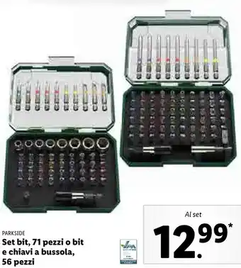 Lidl Parkside set bit 71 pezzi o bit e chiavi a bussola offerta