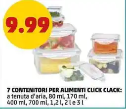 PENNY 7 contenitori per alimenti click clack offerta
