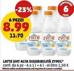 PENNY Latte uht alta digeribilità ZYMIL offerta