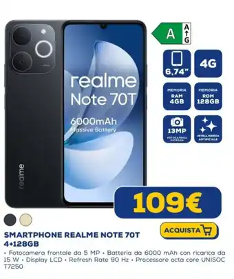 SMARTPHONE REALME NOTE 70T 4+128GB