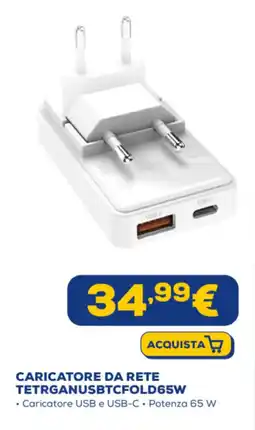 Euronics CARICATORE DA RETE TETRGANUSBTCFOLD65W offerta