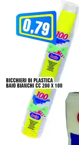 Punto Vigas Bicchieri di plastica baio bianchi cc 200 x 100 offerta