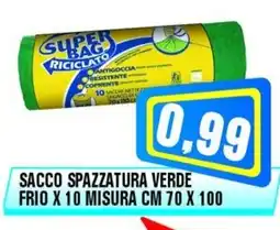 Punto Vigas Sacco spazzatura verde frio x 10 misura cm 70 x 100 offerta