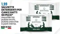 Eurospin Salviette detergenti per canie gatti 60 pezzi offerta