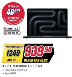 Trony APPLE MACBOOK AIR 13" M4 offerta