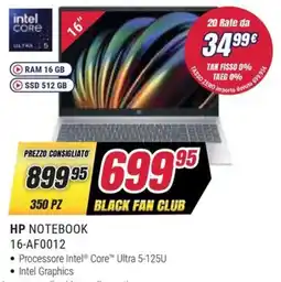 Trony HP NOTEBOOK 16-AF0012 offerta