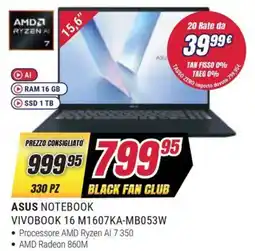 Trony ASUS NOTEBOOK VIVOBOOK 16 M1607KA-MB053W offerta